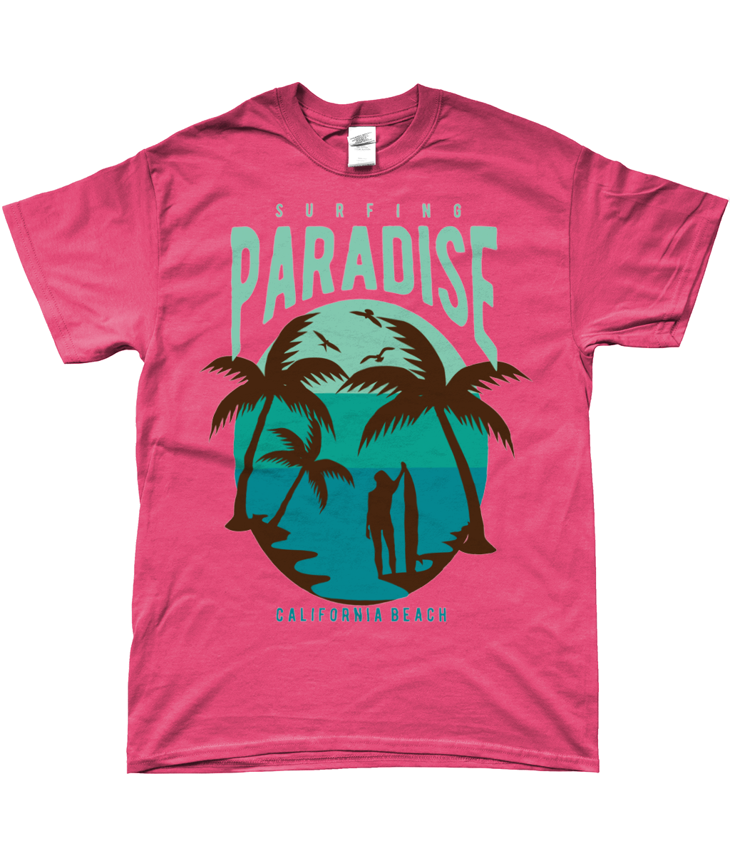 Paradis du surf sur la plage de Californie - T-shirt Gildan SoftStyle® Ringspun