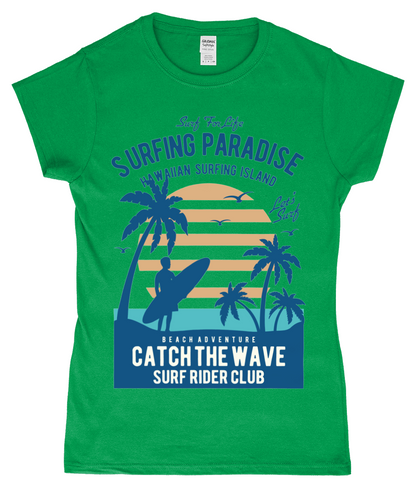 Surfing Paradise - SoftStyle Damen T-Shirt, tailliert, ringgesponnen