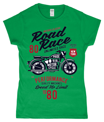 Road Race Motorcycle - SoftStyle Ladies Fitted Ringspun T-Shirt