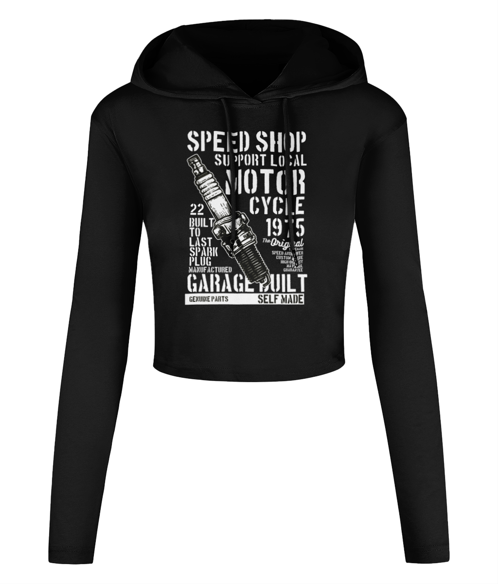 Speed Shop - Women's Cropped Hooded T-shirt