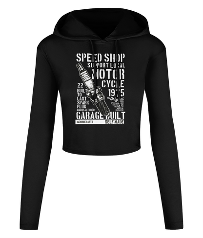 Speed Shop - Women's Cropped Hooded T-shirt