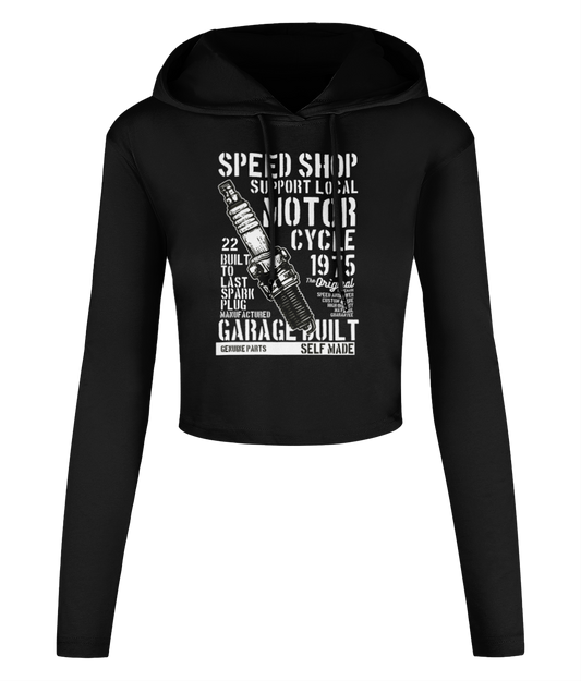 Speed Shop - Women's Cropped Hooded T-shirt