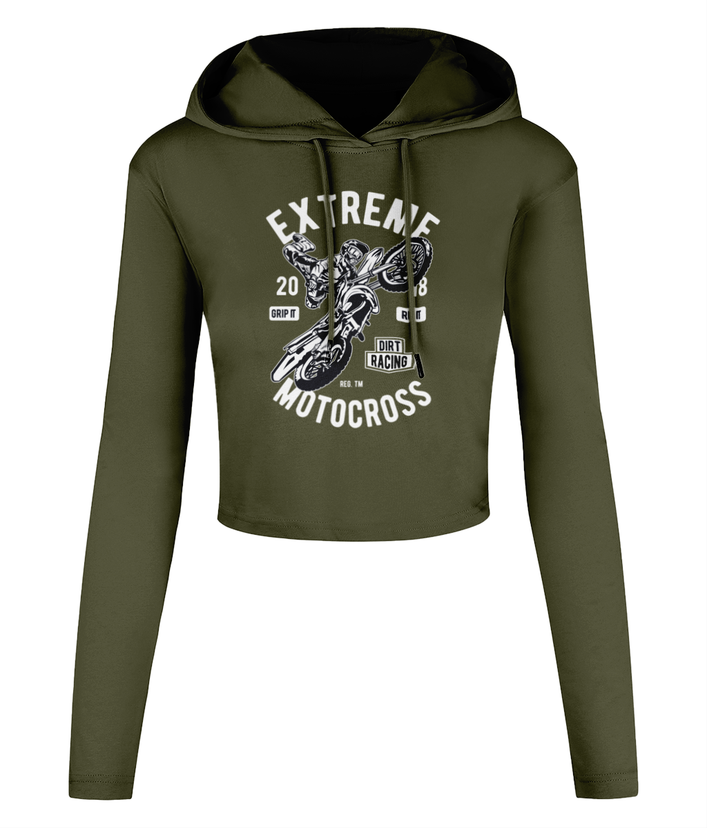 Extreme Motocross - Women's Cropped Hooded T-shirt