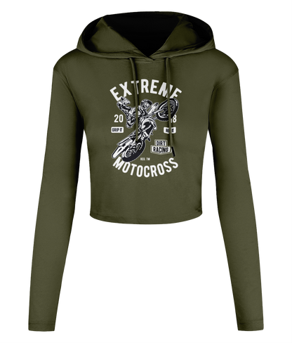 Extreme Motocross - Women's Cropped Hooded T-shirt