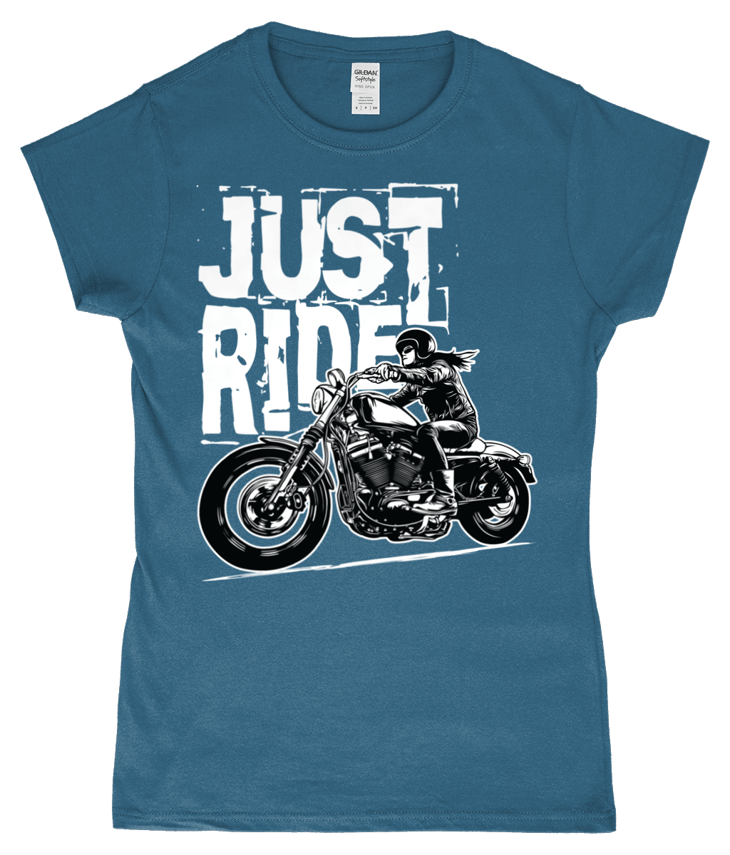 Biker Girl White – SoftStyle® Ladies Fitted Ringspun T-Shirt - Vitesse T-Shirts UK