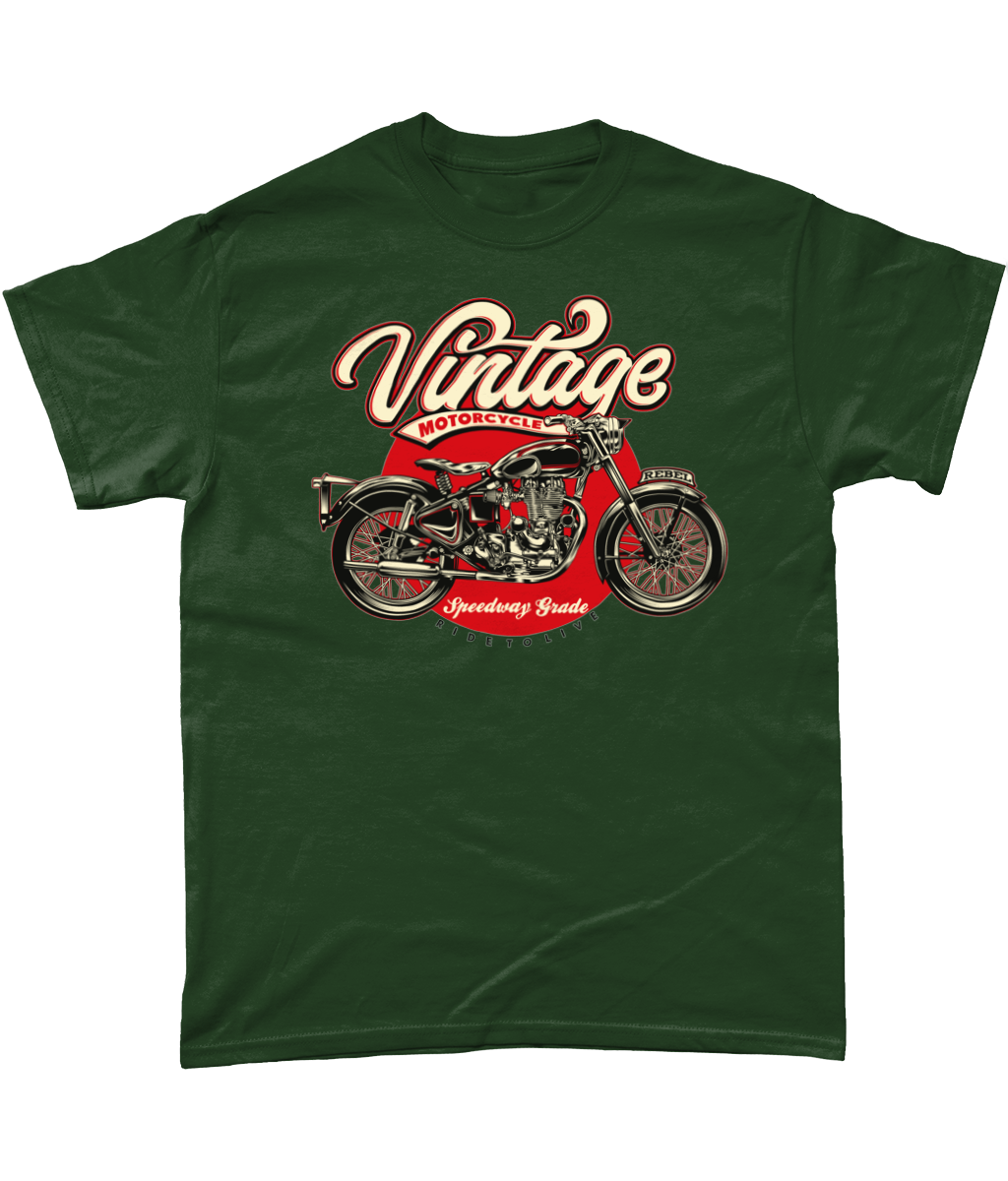 Vintage Motorcycle - Heavy Cotton T-Shirt