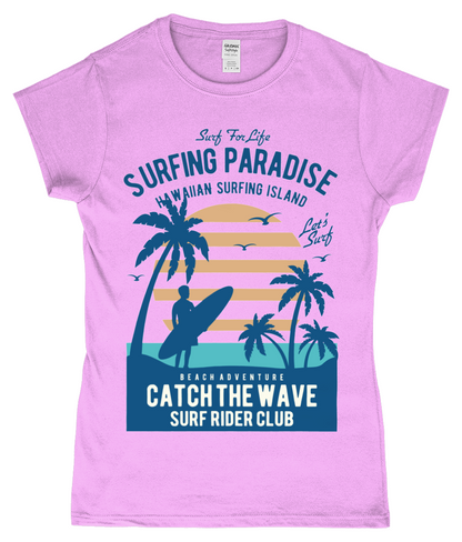 Surfing Paradise - T-shirt ajusté en fil filé à l'anneau pour femme SoftStyle