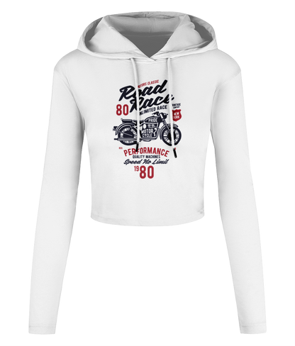 Road Race Motorcycle - Women's Cropped Hooded T-shirt