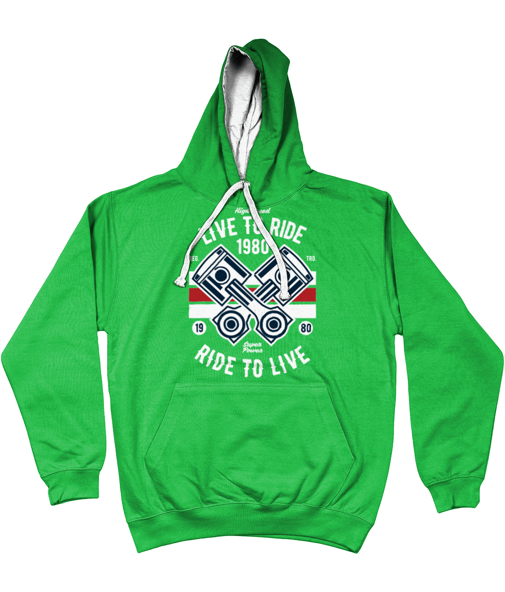 Live To Ride 1980 – AWDis Varsity Hoodie - Vitesse T-Shirts UK