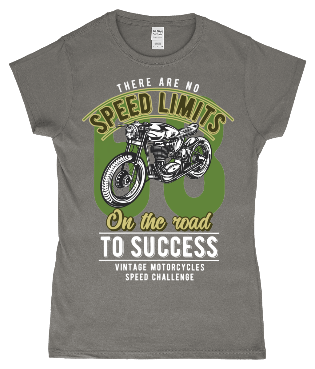 No Speed Limits - Gildan SoftStyle® Ladies Fitted Ringspun T-Shirt - Vitesse T-Shirts UK