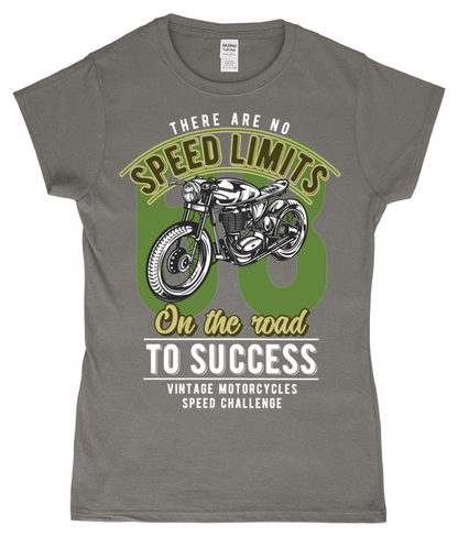 No Speed Limits - Gildan SoftStyle® Ladies Fitted Ringspun T-Shirt - Vitesse T-Shirts UK