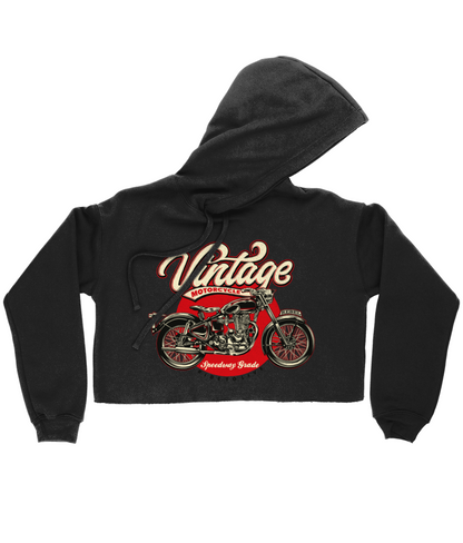 Vintage Motorcycle - Bella Ladies Cropped Hoodie