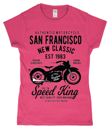 San Francisco Motorrad - Gildan SoftStyle® tailliertes ringgesponnenes T-Shirt für Damen