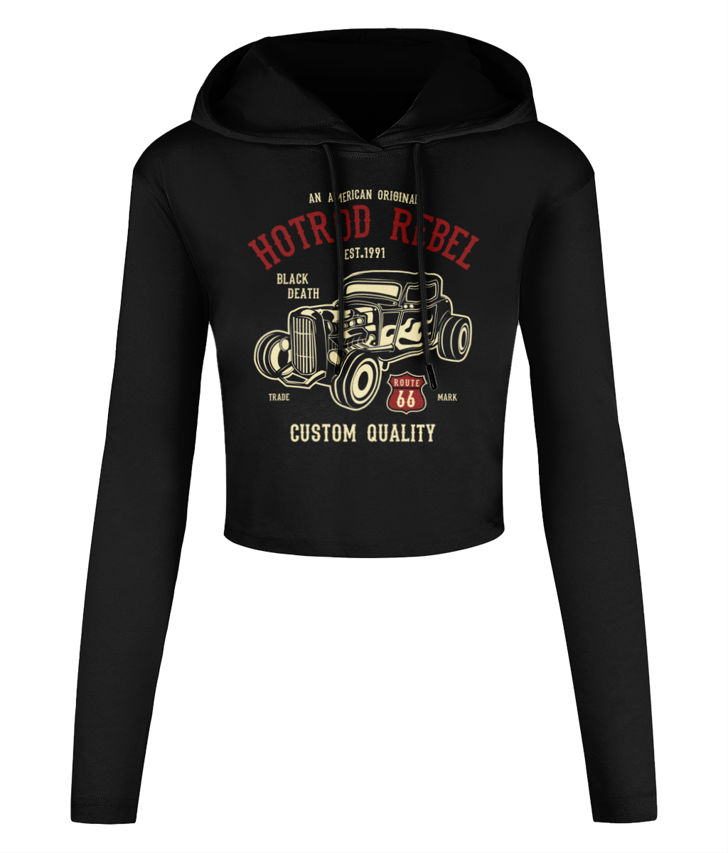 Hotrod Rebel - Women's Cropped Hooded T-shirt