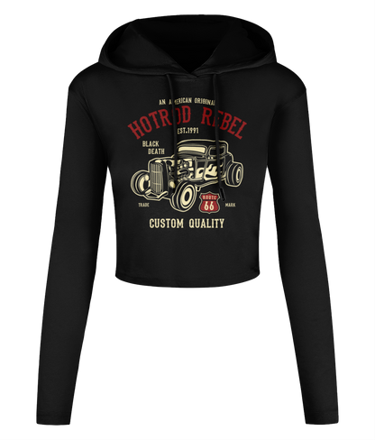 Hotrod Rebel - Women's Cropped Hooded T-shirt