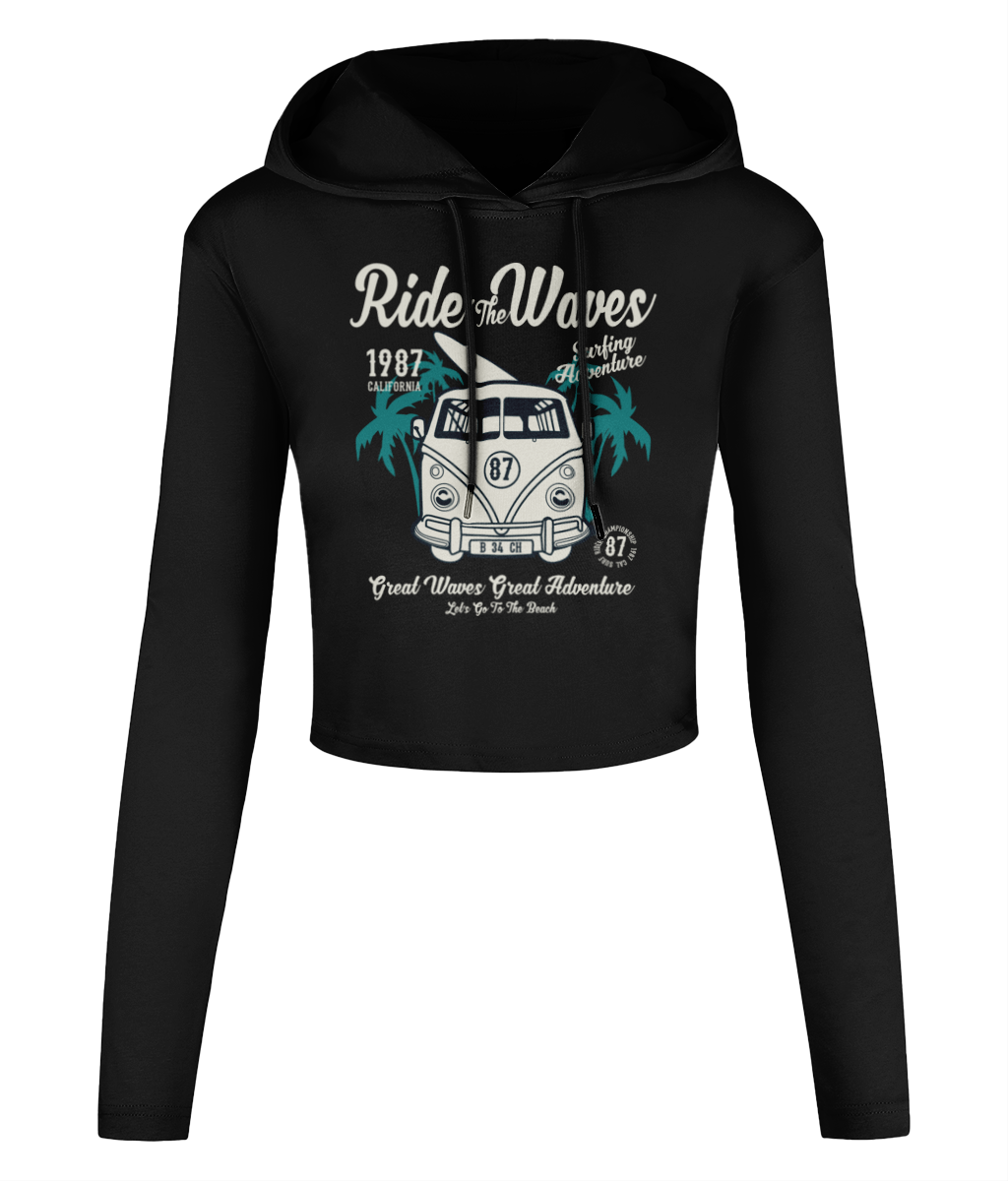 Ride The Waves - T-shirt court à capuche pour femme