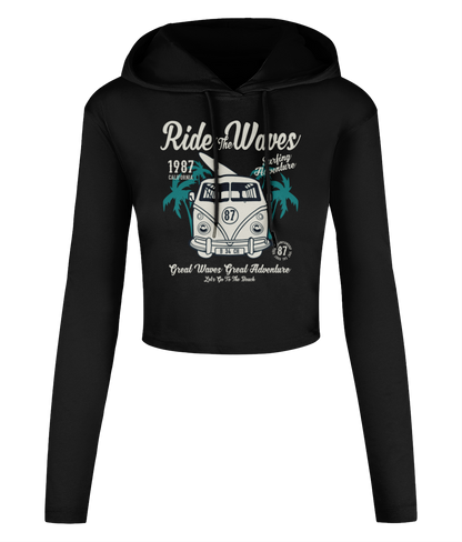 Ride The Waves - Women's Cropped Hooded T-shirt