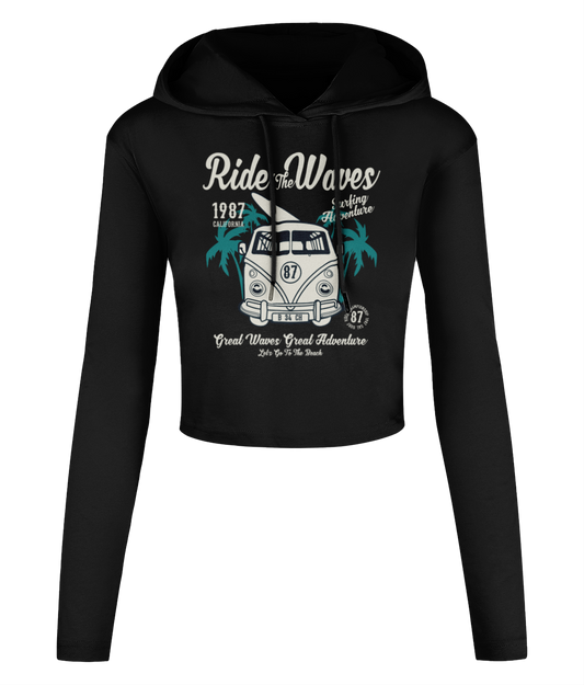 Ride The Waves - Women's Cropped Hooded T-shirt