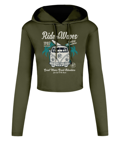 Ride The Waves - Women's Cropped Hooded T-shirt