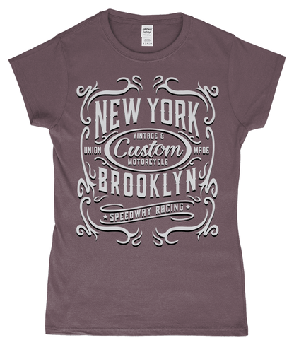 New York Motorcycle – Gildan SoftStyle® Ladies Fitted Ringspun T-Shirt - Vitesse T-Shirts UK