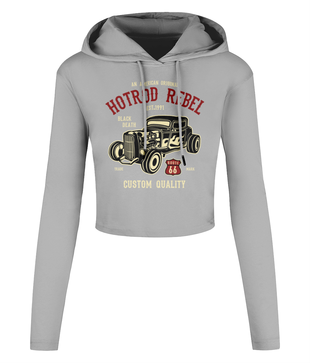 Hotrod Rebel - Women's Cropped Hooded T-shirt