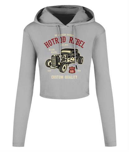 Hotrod Rebel - Women's Cropped Hooded T-shirt