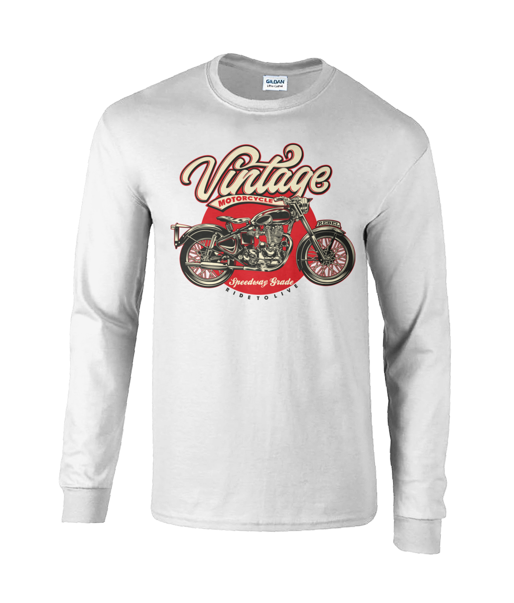 Moto vintage - T-shirt à manches longues en coton ultra