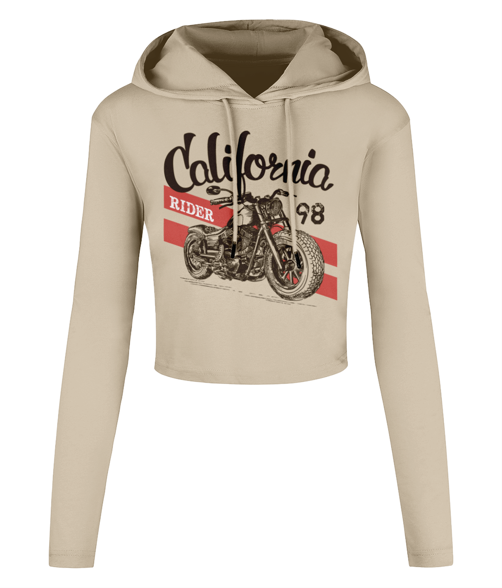 California Rider - Women's Cropped Hooded T-shirt