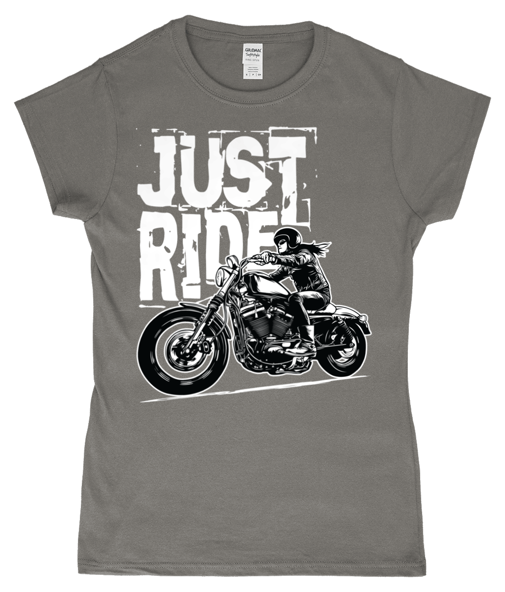 Biker Girl White – SoftStyle® Ladies Fitted Ringspun T-Shirt - Vitesse T-Shirts UK