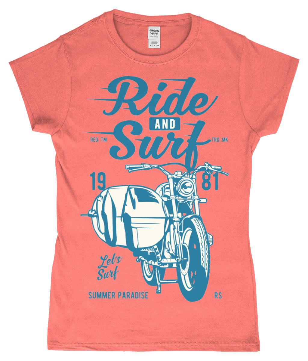 Ride And Surf – Gildan SoftStyle® Ladies Fitted Ringspun T-Shirt - Vitesse T-Shirts UK