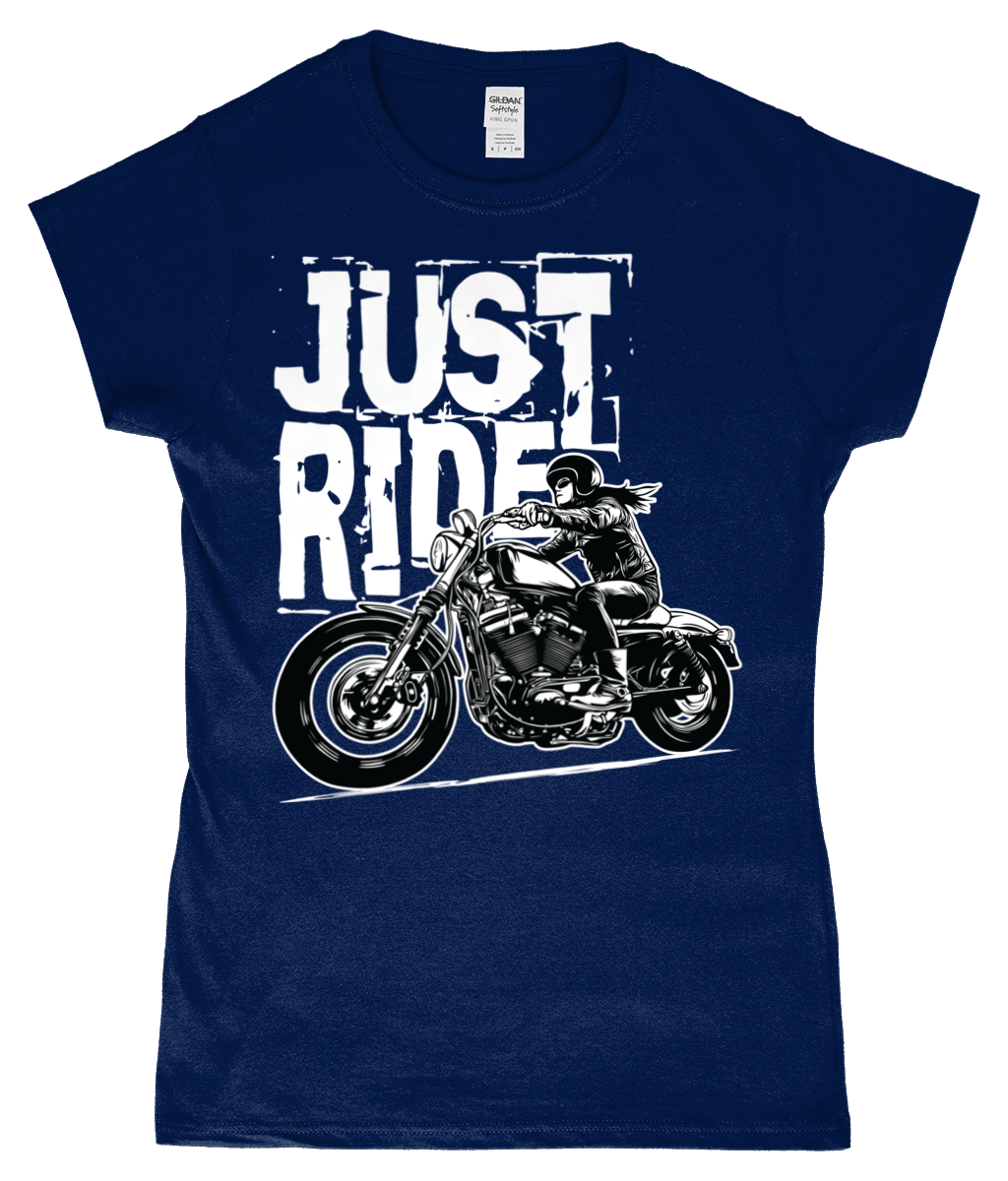 Biker Girl White – SoftStyle® Ladies Fitted Ringspun T-Shirt - Vitesse T-Shirts UK