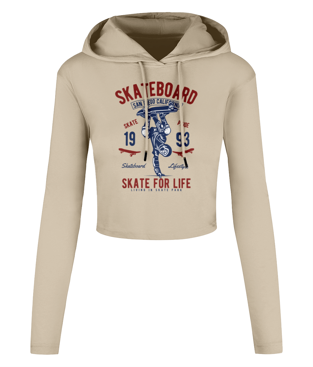 Skate For Life - Women's Cropped Hooded T-shirt