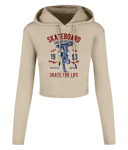 Skate For Life - T-shirt court à capuche pour femme