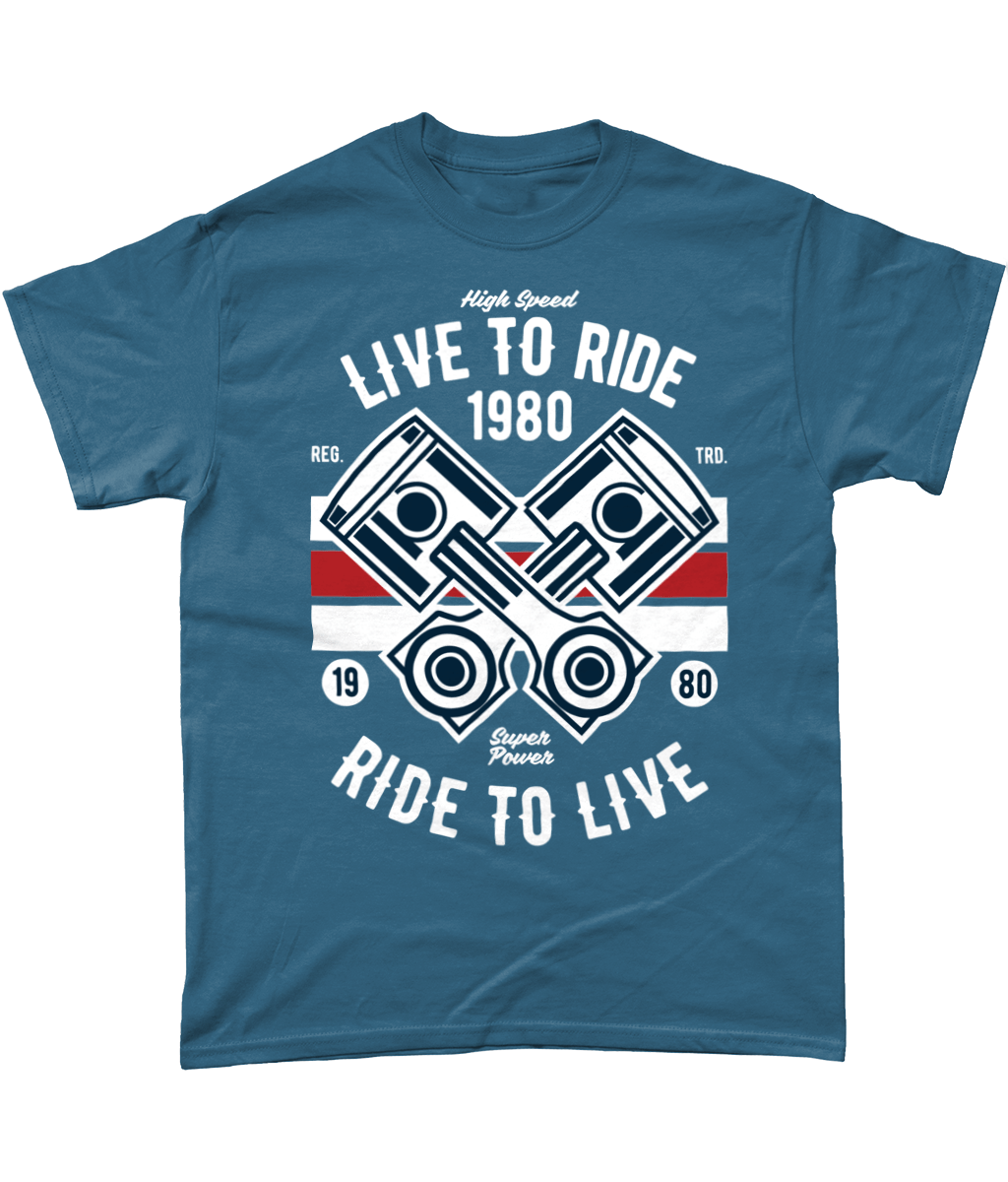 Live To Ride 1980 – Gildan Heavy Cotton T-Shirt - Vitesse T-Shirts UK