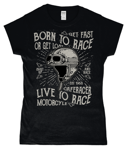 Born To Race – Gildan SoftStyle® Ladies Fitted Ringspun T-Shirt - Vitesse T-Shirts UK