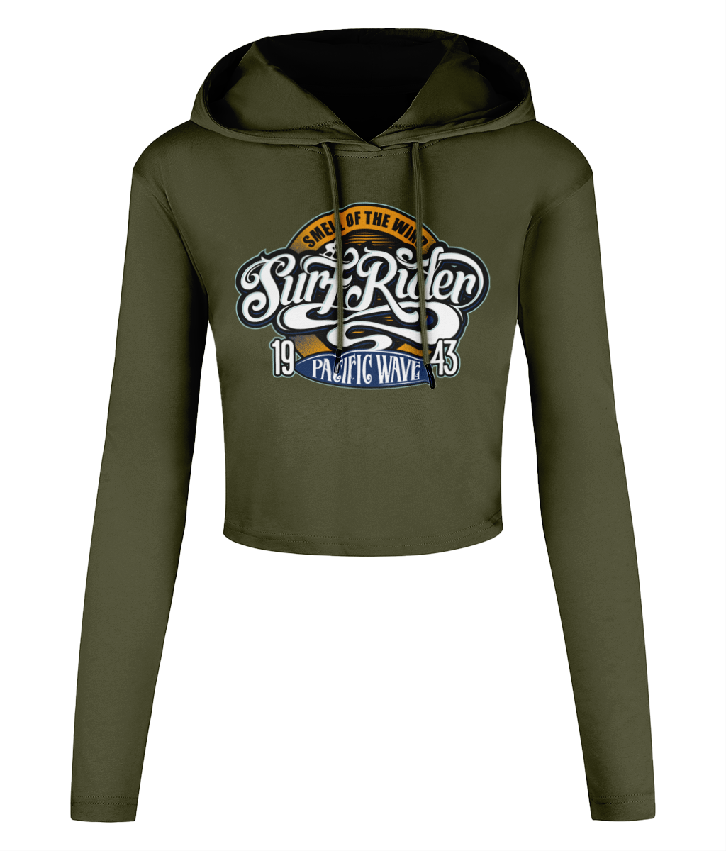 Surf Rider v2 - Women's Cropped Hooded T-shirt