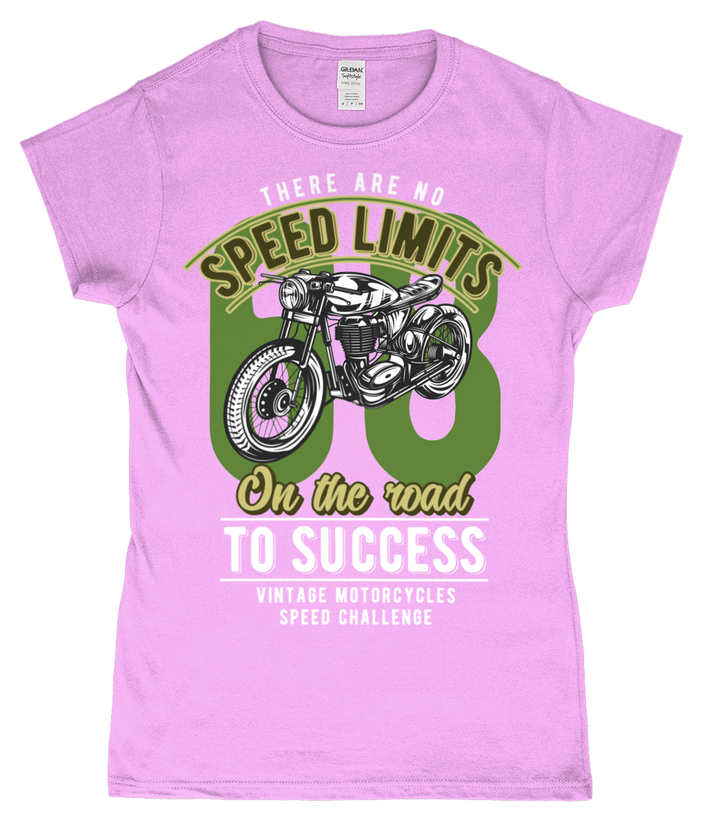 No Speed Limits - Gildan SoftStyle® Ladies Fitted Ringspun T-Shirt - Vitesse T-Shirts UK