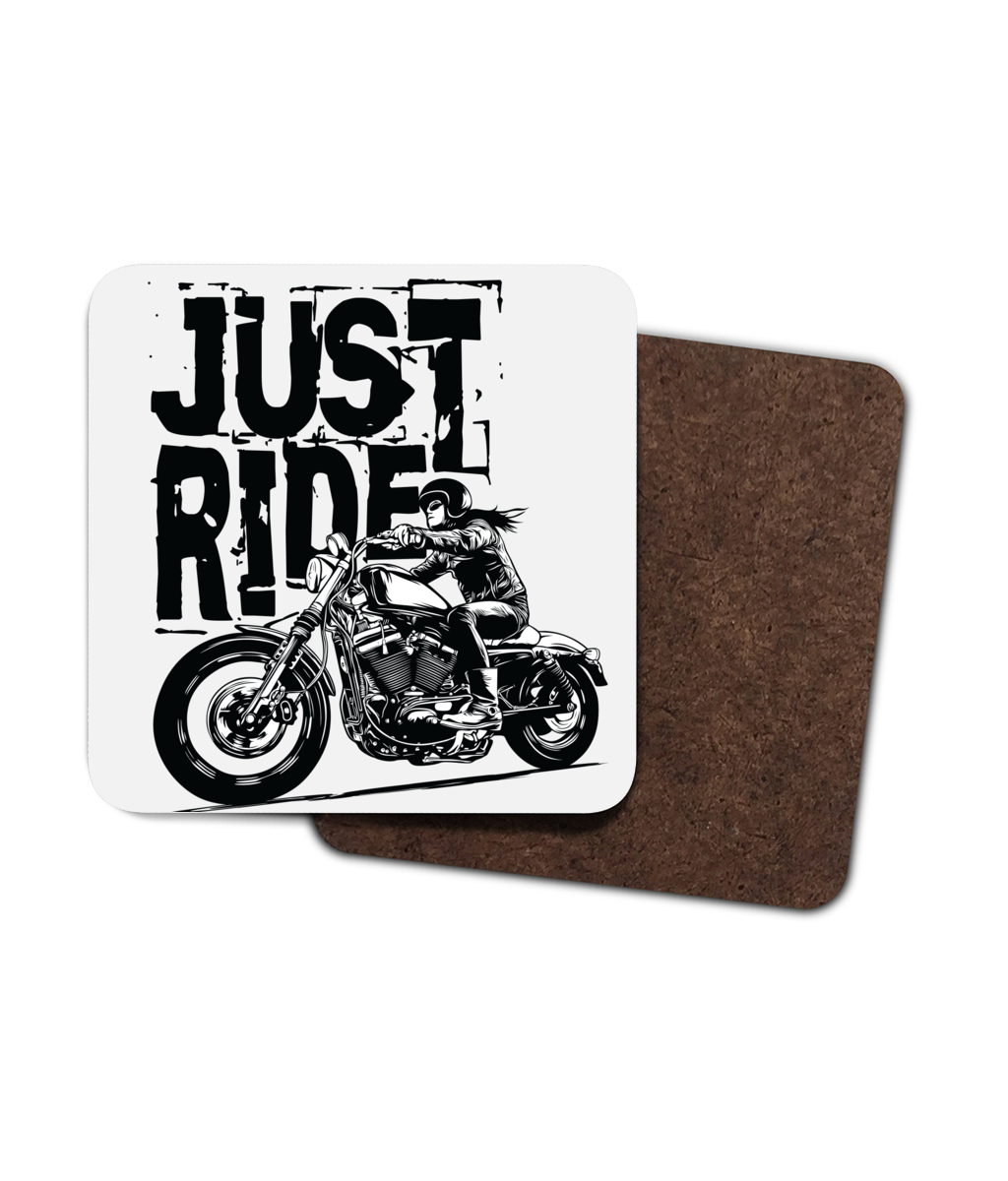 Biker Girl Black - 4 Pack Hardboard Coaster