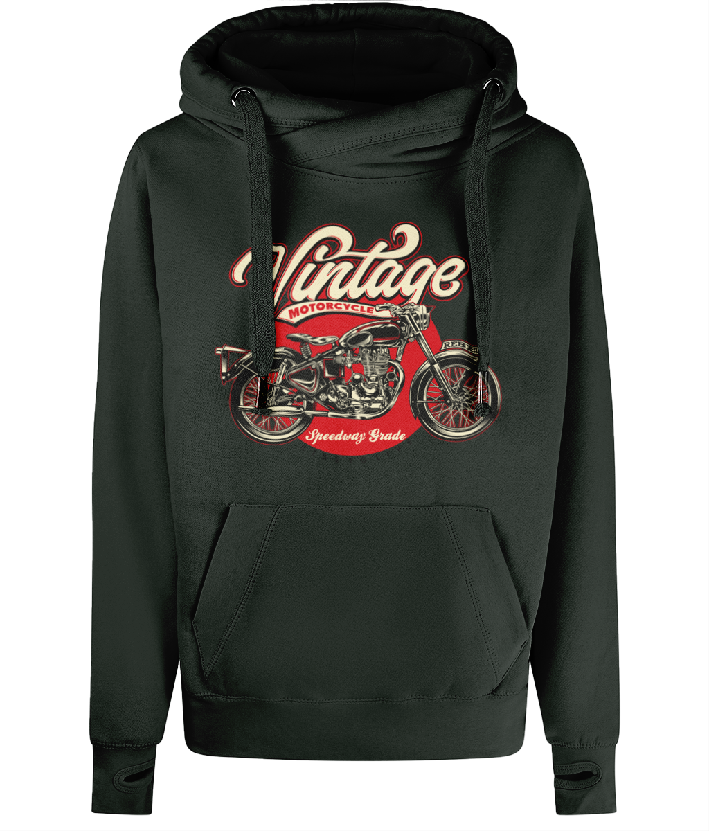 Vintage Motorcycle - AWDis Cross Neck Hoodie