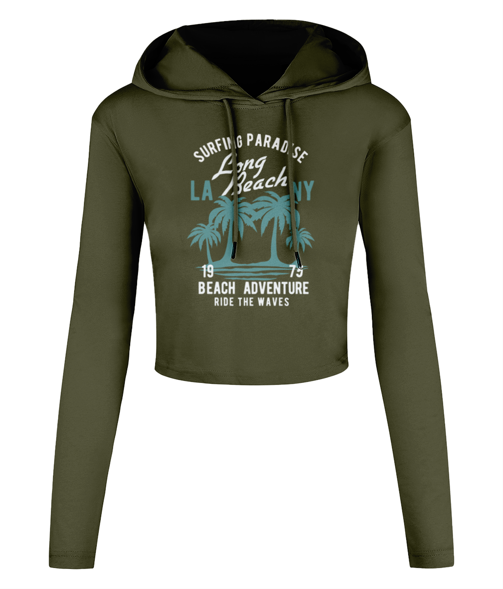 Beach Adventure - Women's Cropped Hooded T-shirt