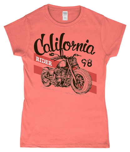 California Rider - Gildan SoftStyle® Ladies Fitted Ringspun T-Shirt - Vitesse T-Shirts UK