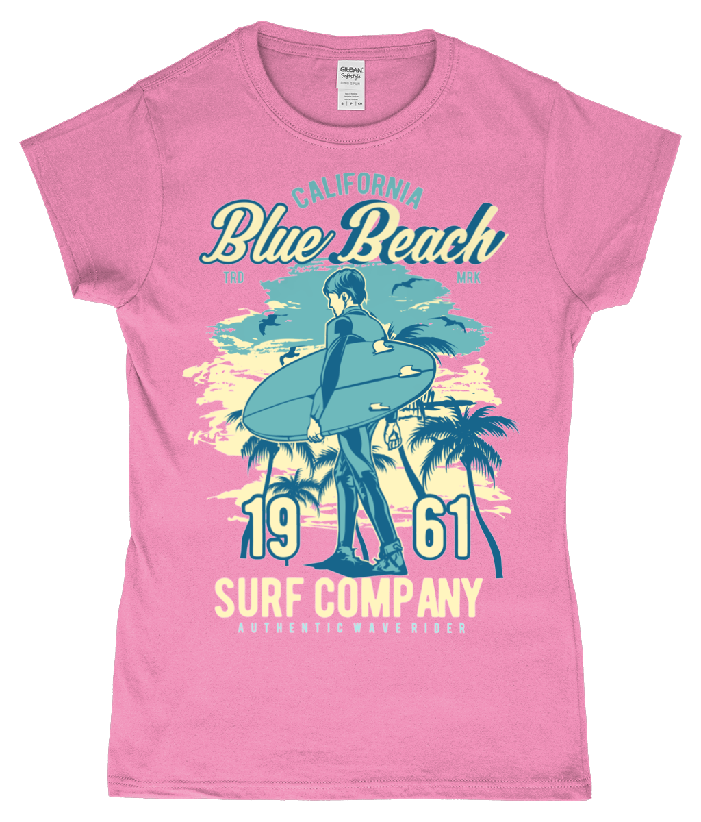 Blue Beach - Gildan SoftStyle® tailliertes ringgesponnenes T-Shirt für Damen