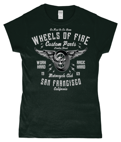 Wheels Of Fire – Gildan SoftStyle® Ladies Fitted Ringspun T-Shirt - Vitesse T-Shirts UK