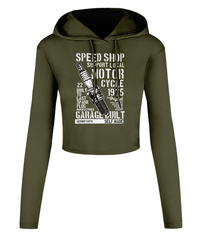 Speed Shop - Women's Cropped Hooded T-shirt