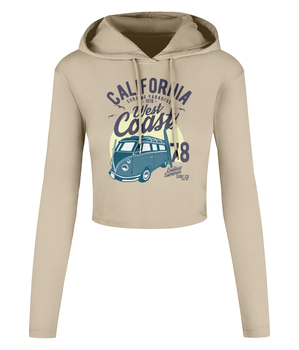 California West Coast v2 - Women's Cropped Hooded T-shirt