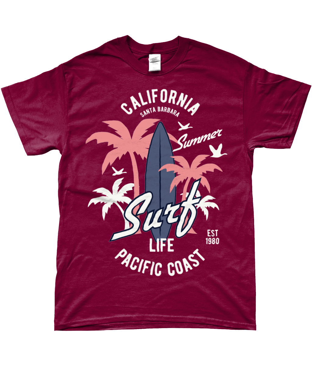 Surf en Californie - T-shirt Gildan SoftStyle® Ringspun