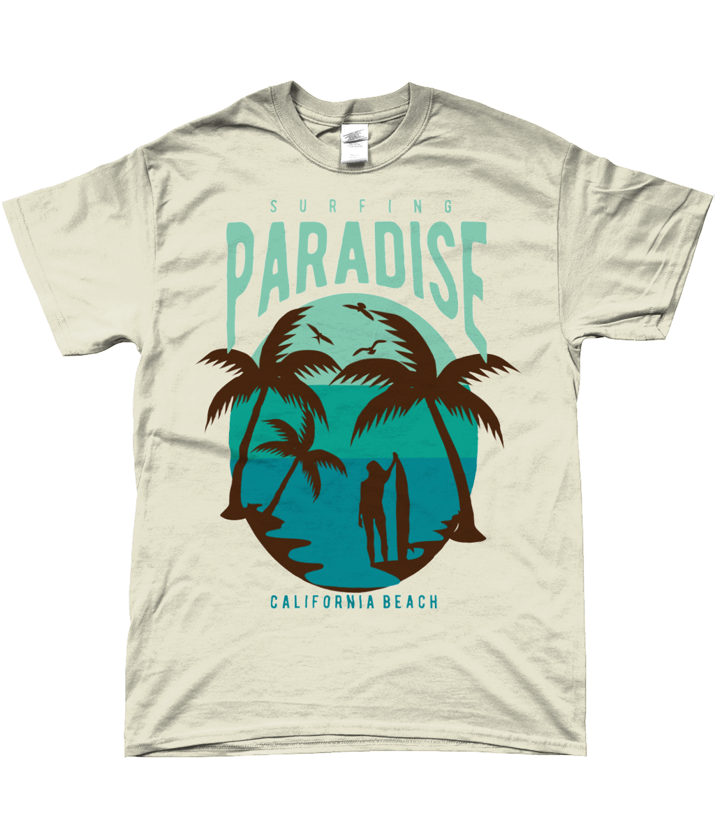 Paradis du surf sur la plage de Californie - T-shirt Gildan SoftStyle® Ringspun