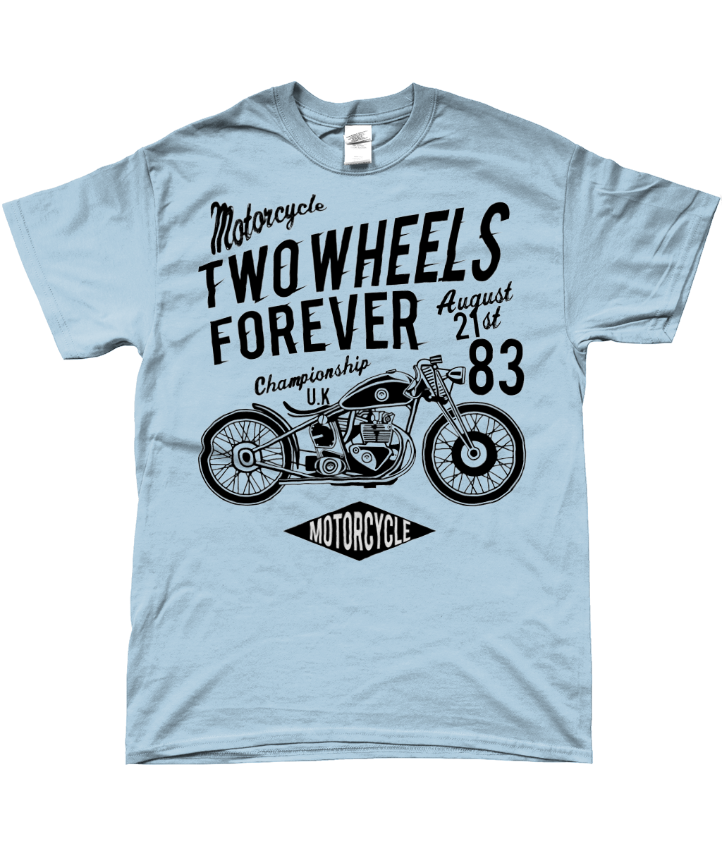 Two Wheels Forever Black - SoftStyle Ringspun T-Shirt