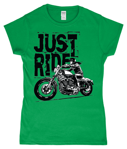 Biker Girl Black - Gildan SoftStyle® Ladies Fitted Ringspun T-Shirt - Vitesse T-Shirts UK