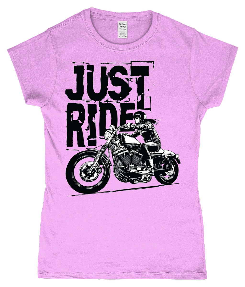 Biker Girl Black - Gildan SoftStyle® Ladies Fitted Ringspun T-Shirt - Vitesse T-Shirts UK